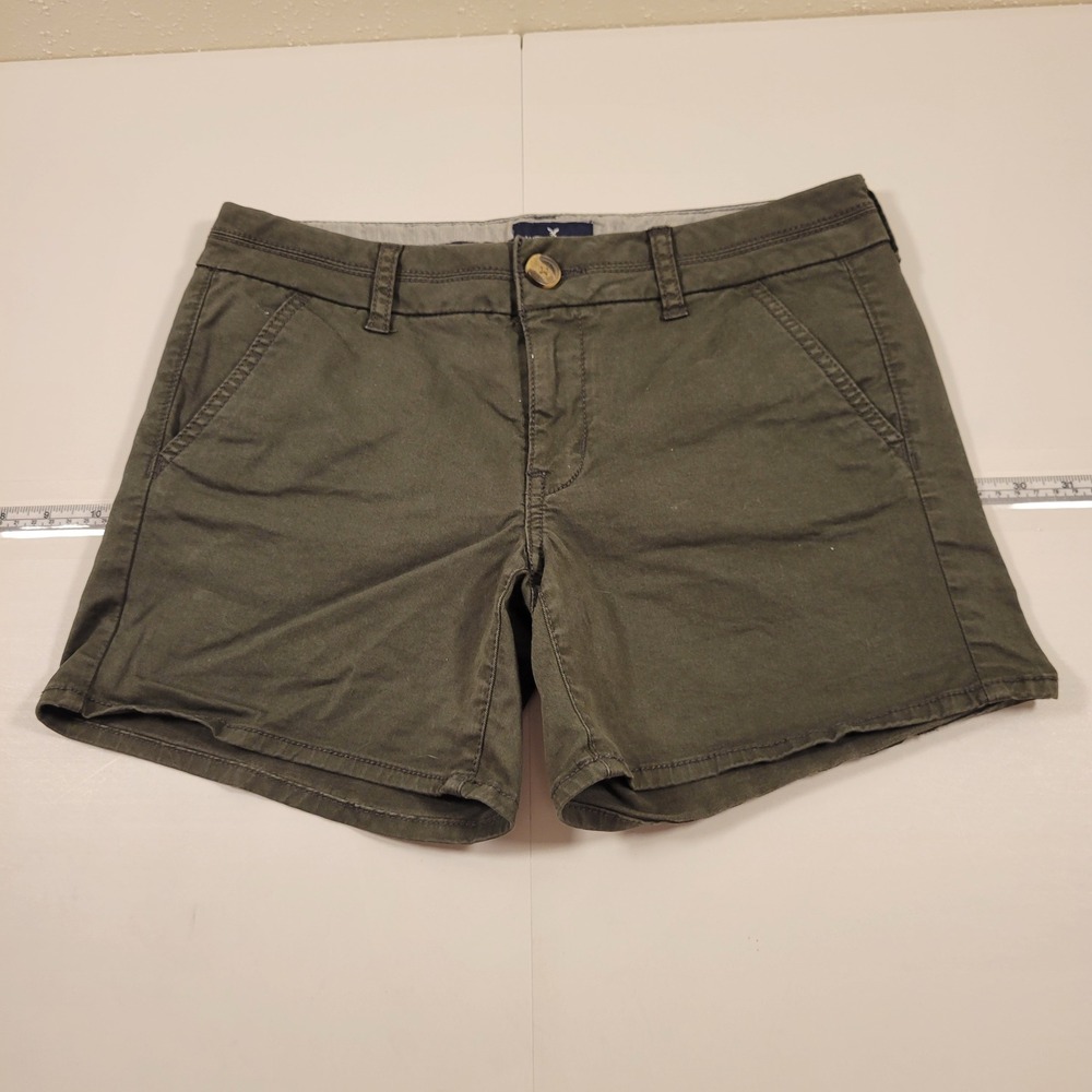 American Eagle Midi Shorts Womens 6 Olive Green Excellent Stretch Chino 1196